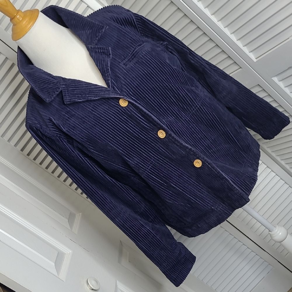 Denim&Co Deep Blue Corduroy Blazer